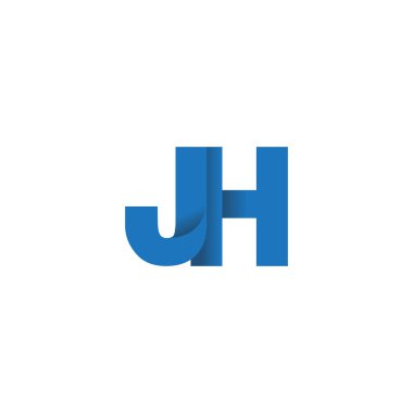 Initial letters JH, overlapping fold logo, blue, vector template elements for creative industry