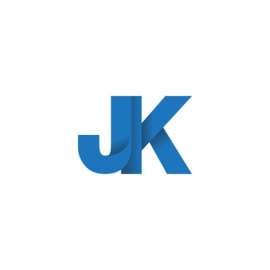 Initial letters JK, overlapping fold logo, blue, vector template elements for creative industry