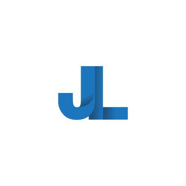 Initial letters JL, overlapping fold logo, blue, vector template elements for creative industry