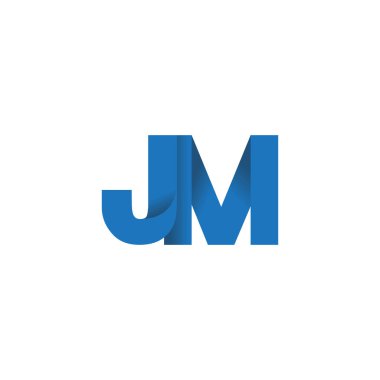 Initial letters JM, overlapping fold logo, blue, vector template elements for creative industry