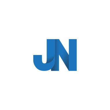 Initial letters JN, overlapping fold logo, blue, vector template elements for creative industry