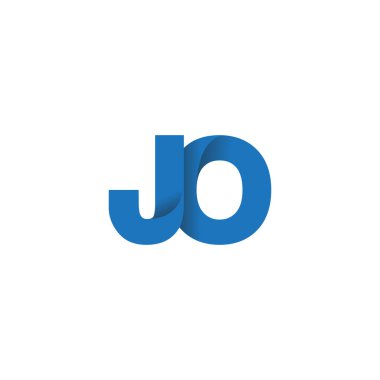 Initial letters JO, overlapping fold logo, blue, vector template elements for creative industry