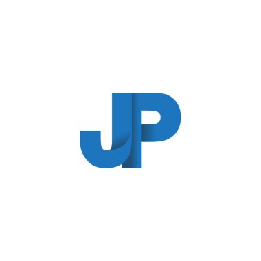 Initial letters JP, overlapping fold logo, blue, vector template elements for creative industry