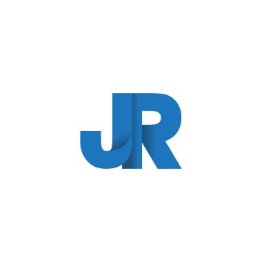 Initial letters JR, overlapping fold logo, blue, vector template elements for creative industry