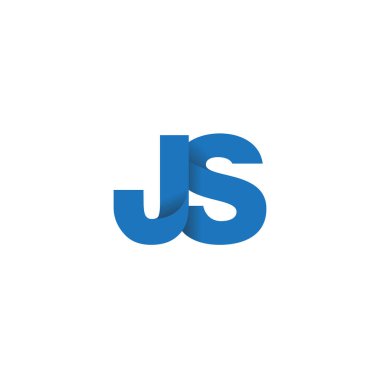 Initial letters JS, overlapping fold logo, blue, vector template elements for creative industry