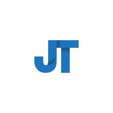 Initial letters JT, overlapping fold logo, blue, vector template elements for creative industry