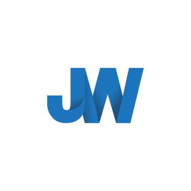 Initial letters JW, overlapping fold logo, blue, vector template elements for creative industry