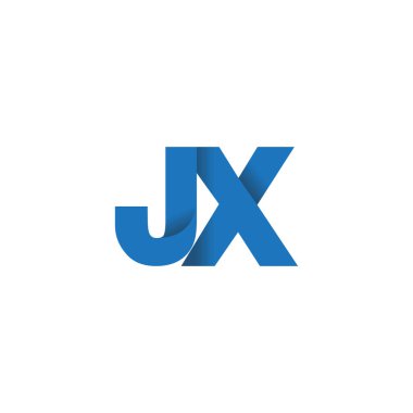 Initial letters JX, overlapping fold logo, blue, vector template elements for creative industry