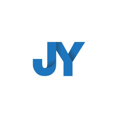 Initial letters JY, overlapping fold logo, blue, vector template elements for creative industry