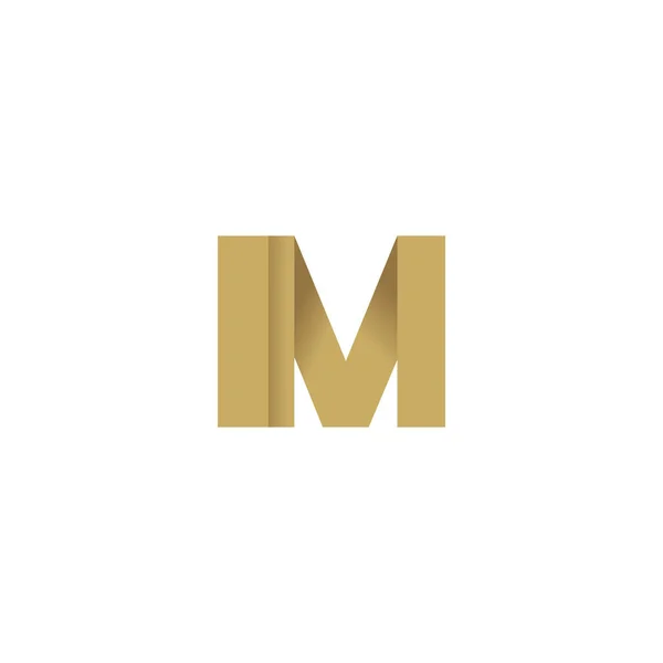 Initial Letters Overlapping Fold Logo Brown Gold Vector Template Elements — 스톡 벡터