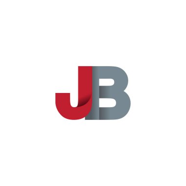 Initial letters JB, overlapping fold logo, red gray, vector template elements for creative industry