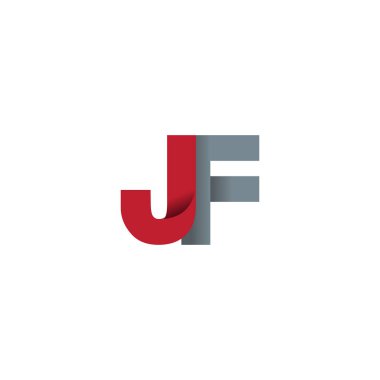 Initial letters JF, overlapping fold logo, red gray, vector template elements for creative industry