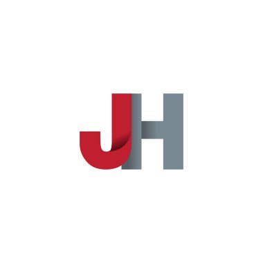 Initial letters JH, overlapping fold logo, red gray, vector template elements for creative industry