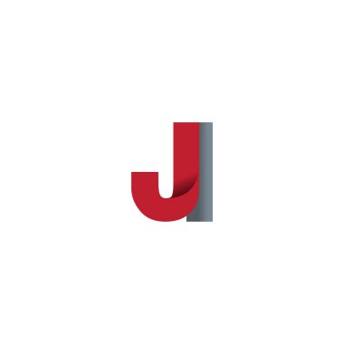 Initial letters JI, overlapping fold logo, red gray, vector template elements for creative industry