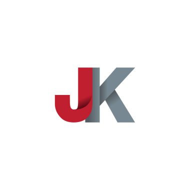 Initial letters JK, overlapping fold logo, red gray, vector template elements for creative industry