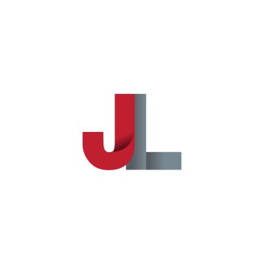 Initial letters JL, overlapping fold logo, red gray, vector template elements for creative industry