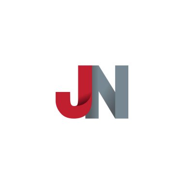 Initial letters JN, overlapping fold logo, red gray, vector template elements for creative industry