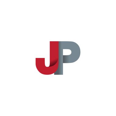 Initial letters JP, overlapping fold logo, red gray, vector template elements for creative industry