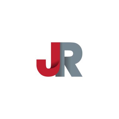 Initial letters JR, overlapping fold logo, red gray, vector template elements for creative industry