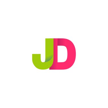Initial letters JD, overlapping fold logo, green magenta pink, vector template elements for creative industry