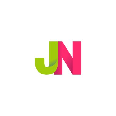 Initial letters JN, overlapping fold logo, green magenta pink, vector template elements for creative industry