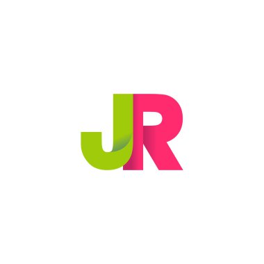 Initial letters JR, overlapping fold logo, green magenta pink, vector template elements for creative industry