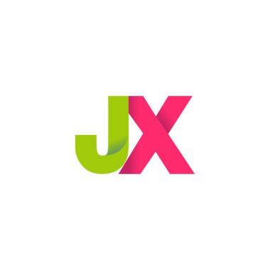 Initial letters JX, overlapping fold logo, green magenta pink, vector template elements for creative industry