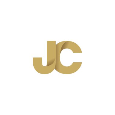 Initial letters JC, overlapping fold logo, brown gold, vector template elements for creative industry