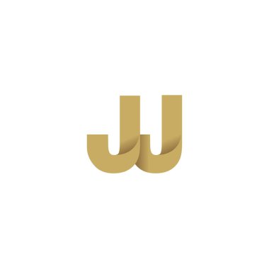 Initial letters JJ, overlapping fold logo, brown gold, vector template elements for creative industry