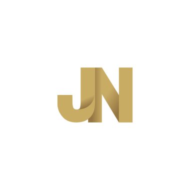 Initial letters JN, overlapping fold logo, brown gold, vector template elements for creative industry