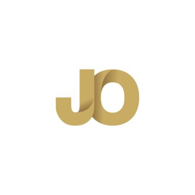 Initial letters JO, overlapping fold logo, brown gold, vector template elements for creative industry