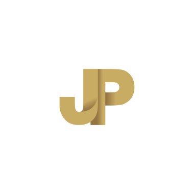 Initial letters JP, overlapping fold logo, brown gold, vector template elements for creative industry
