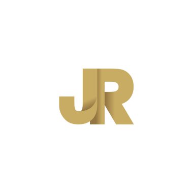 Initial letters JR, overlapping fold logo, brown gold, vector template elements for creative industry