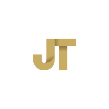 Initial letters JT, overlapping fold logo, brown gold, vector template elements for creative industry