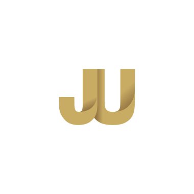 Initial letters JU, overlapping fold logo, brown gold, vector template elements for creative industry