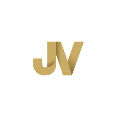 Initial letters JV, overlapping fold logo, brown gold, vector template elements for creative industry