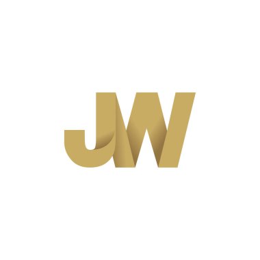 Initial letters JW, overlapping fold logo, brown gold, vector template elements for creative industry