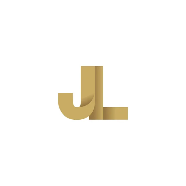 Initial Letters Overlapping Fold Logo Brown Gold Vector Template Elements — Wektor stockowy