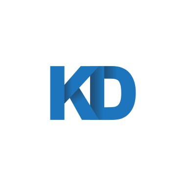 Initial letters KD, overlapping fold logo, blue, vector template elements for creative industry