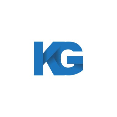Initial letters KG, overlapping fold logo, blue, vector template elements for creative industry