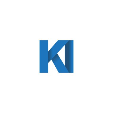 Initial letters KI, overlapping fold logo, blue, vector template elements for creative industry