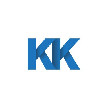 Initial letters KK, overlapping fold logo, blue, vector template elements for creative industry