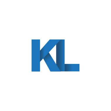 Initial letters KL, overlapping fold logo, blue, vector template elements for creative industry