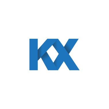 Initial letters KX, overlapping fold logo, blue, vector template elements for creative industry