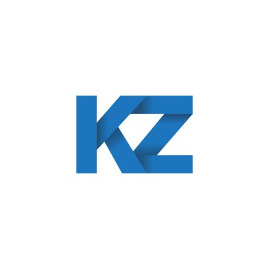 Initial letters KZ, overlapping fold logo, blue, vector template elements for creative industry