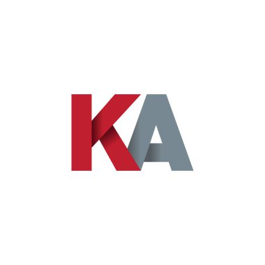 Initial letters KA, overlapping fold logo, red gray, vector template elements for creative industry