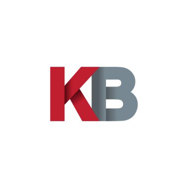 Initial letters KB, overlapping fold logo, red gray, vector template elements for creative industry