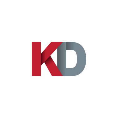Initial letters KD, overlapping fold logo, red gray, vector template elements for creative industry