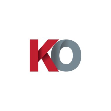 Initial letters KO, overlapping fold logo, red gray, vector template elements for creative industry