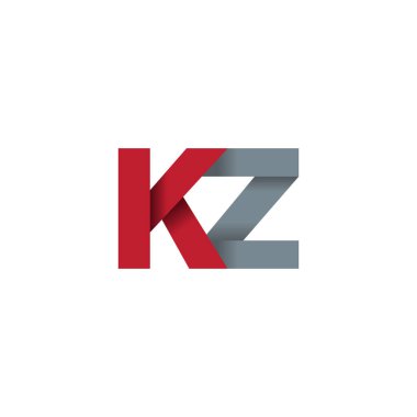 Initial letters KZ, overlapping fold logo, red gray, vector template elements for creative industry